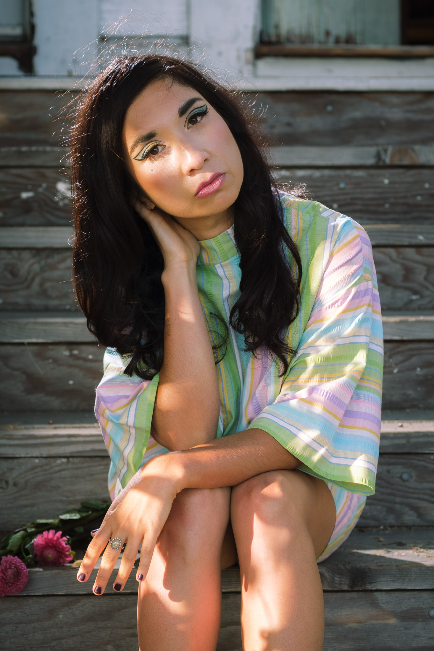Ruby Mountain channeling vintage vibes in an Oakland singer shoot.