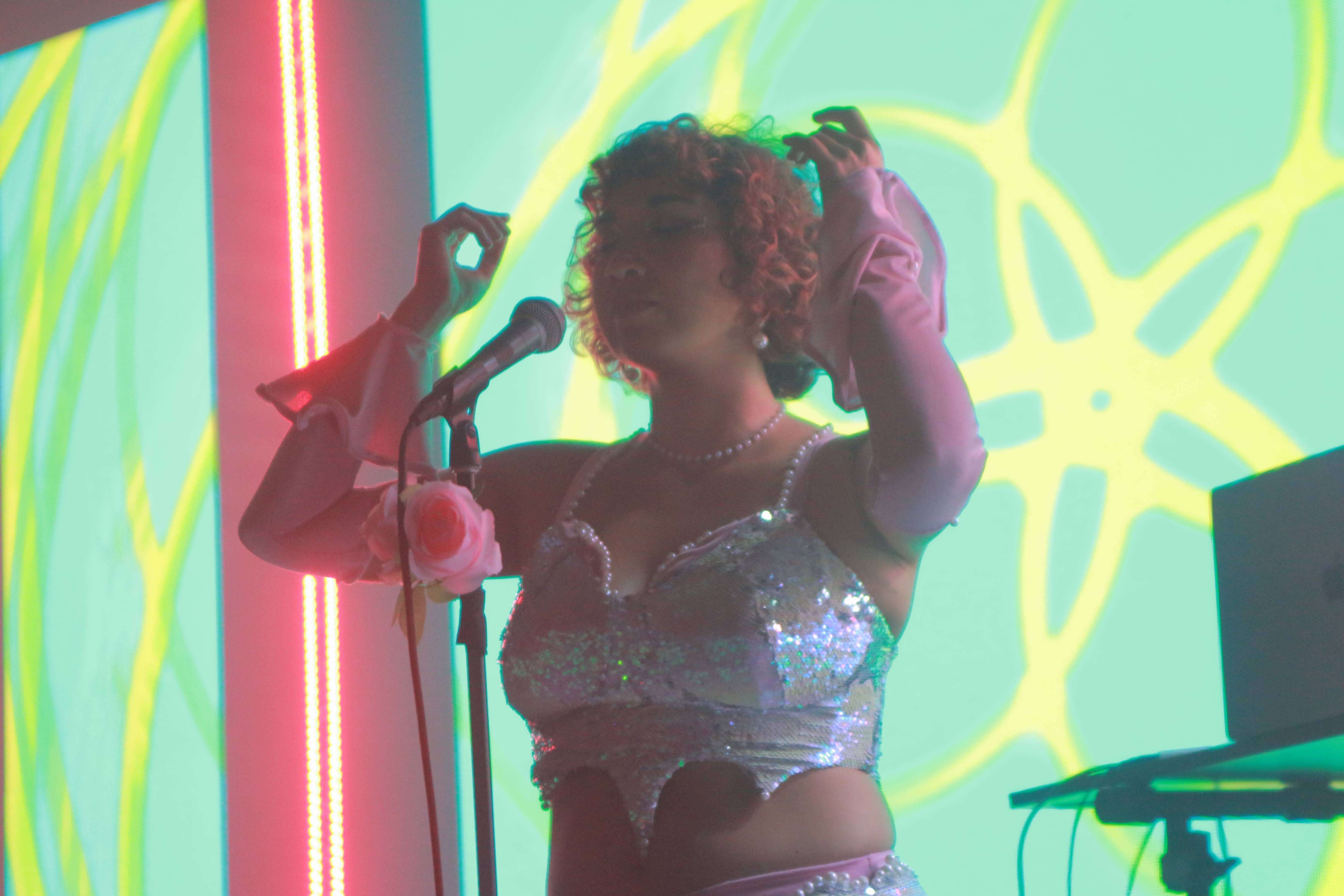 Ruby Mountain live in Hollywood, fusing Venusian mystique with electronic music and vocals.